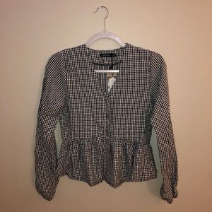 Boohoo Gingham Woven Peplum Top